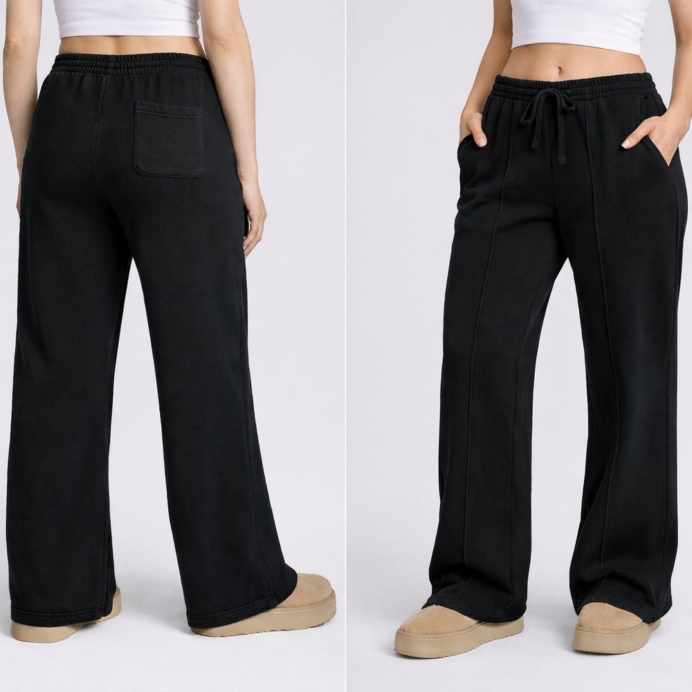 PINK Victoria’s Secret Black Wide-Leg Lounge Pants